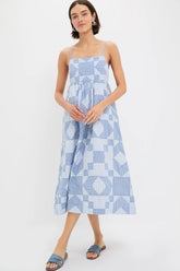 Blue Helmi Striped Shirting Midi Dress